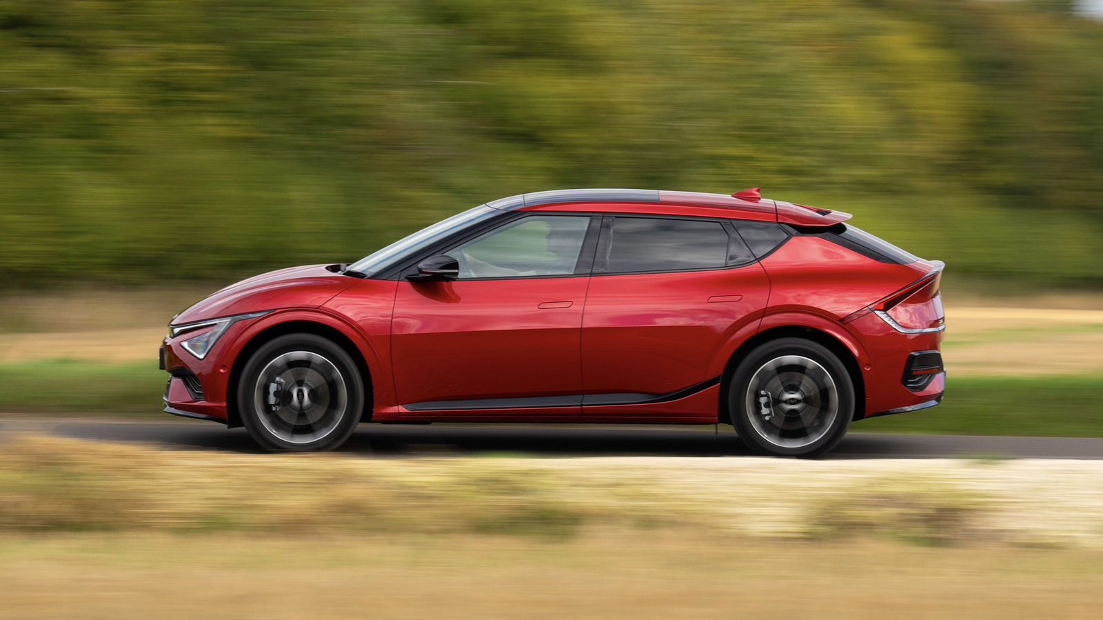 Kia EV6 - side, driving